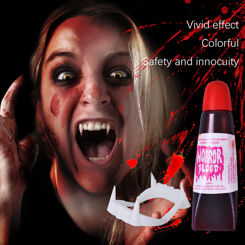 Cosplay Prop Paint - ฟันปลอมแวมไพร์สำหรับฮาโลวีน ชุดพลาสมาเทียม ฟันปลอมซิลิโคนพลาสติกสีขาวเสมือนจริง สำหรับคอสเพลย์ ฮาโลวีน และอุปกรณ์ประกอบฉากงานปาร์ตี้