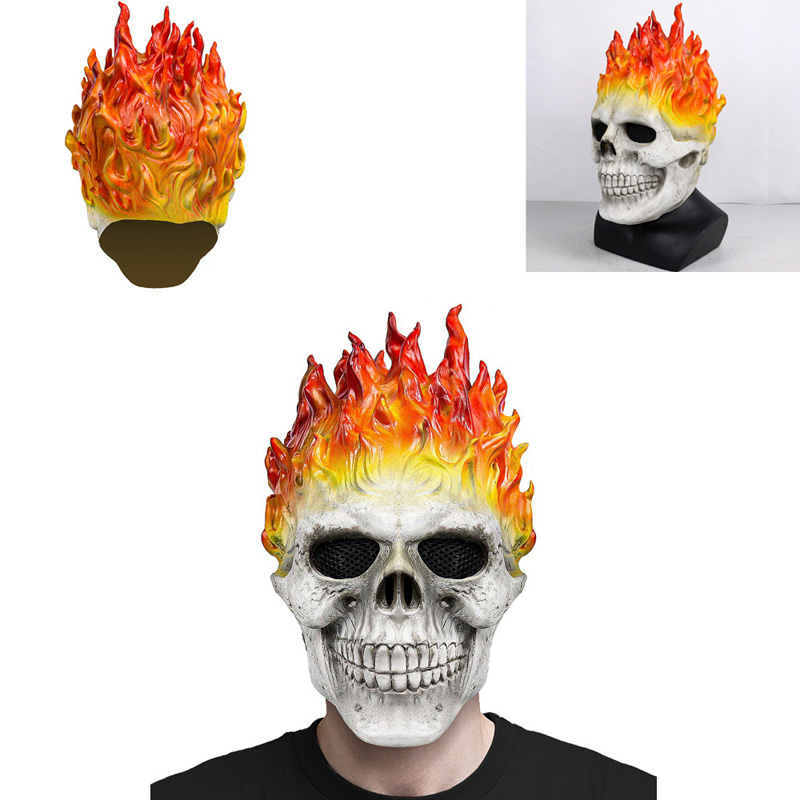 Cosplay Flame Prop - หน้ากากฮาโลวีนรูปโครงกระดูกเปลวไฟสุดหลอน น่ากลัว สำหรับคอสเพลย์ งานคาร์นิวัล และงานปาร์ตี้
