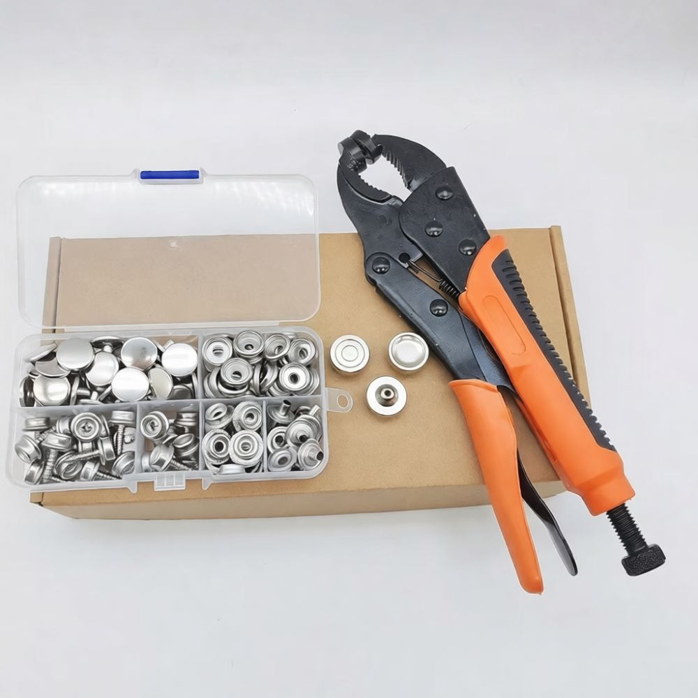Snap Plier Setter - ชุดคีมติดกระดุมโลหะแบบใช้มือ ทำจากสแตนเลส สำหรับงานเย็บหนัง ผ้าแคนวาส และงานฝีมือ