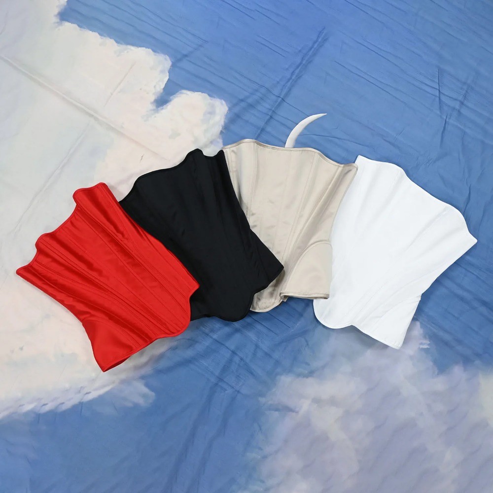 Boning Corset Steel - ผู้หญิงหรูหรารัดตัว Bustier Overbust Strapless Vintage Bodice