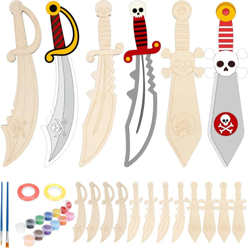ชุดดาบไม้ธีมโจรสลัดสำหรับเด็ก  - Cosplay Prop Painting บทวิจารณ์และราคา