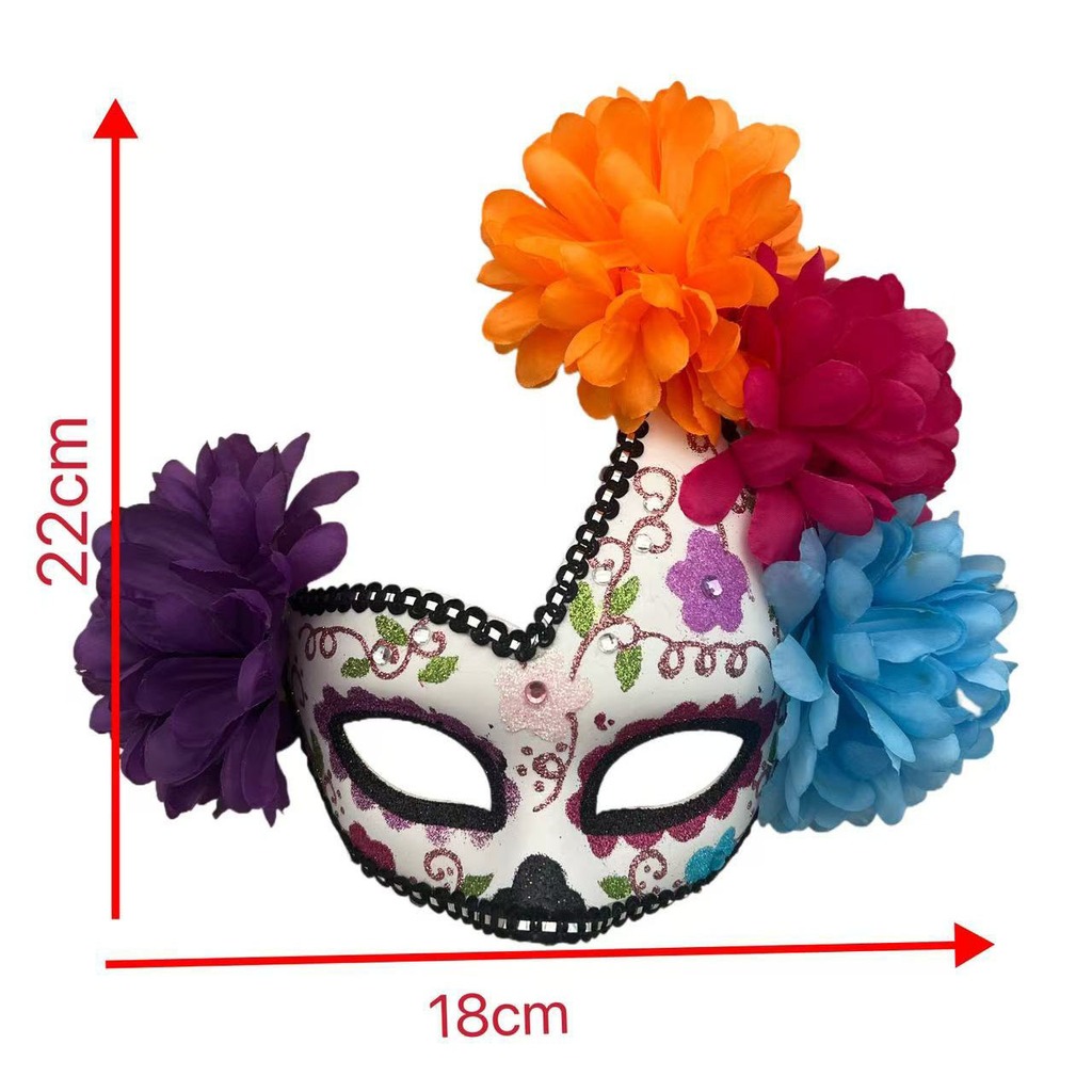หน้ากากฮาโลวีนลายดอกไม้สีเข้ม  - Cosplay Prop Painting บทวิจารณ์และราคา
