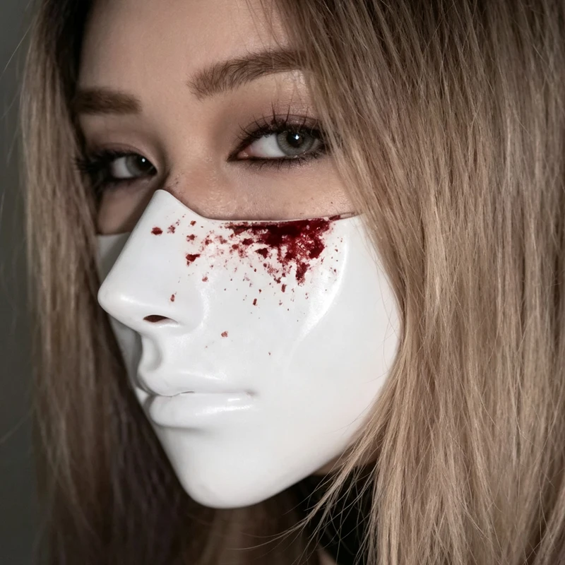 หน้ากากครึ่งหน้าพร้อมลายแผลเป็ - Cosplay Prop Painting บทวิจารณ์และราคา